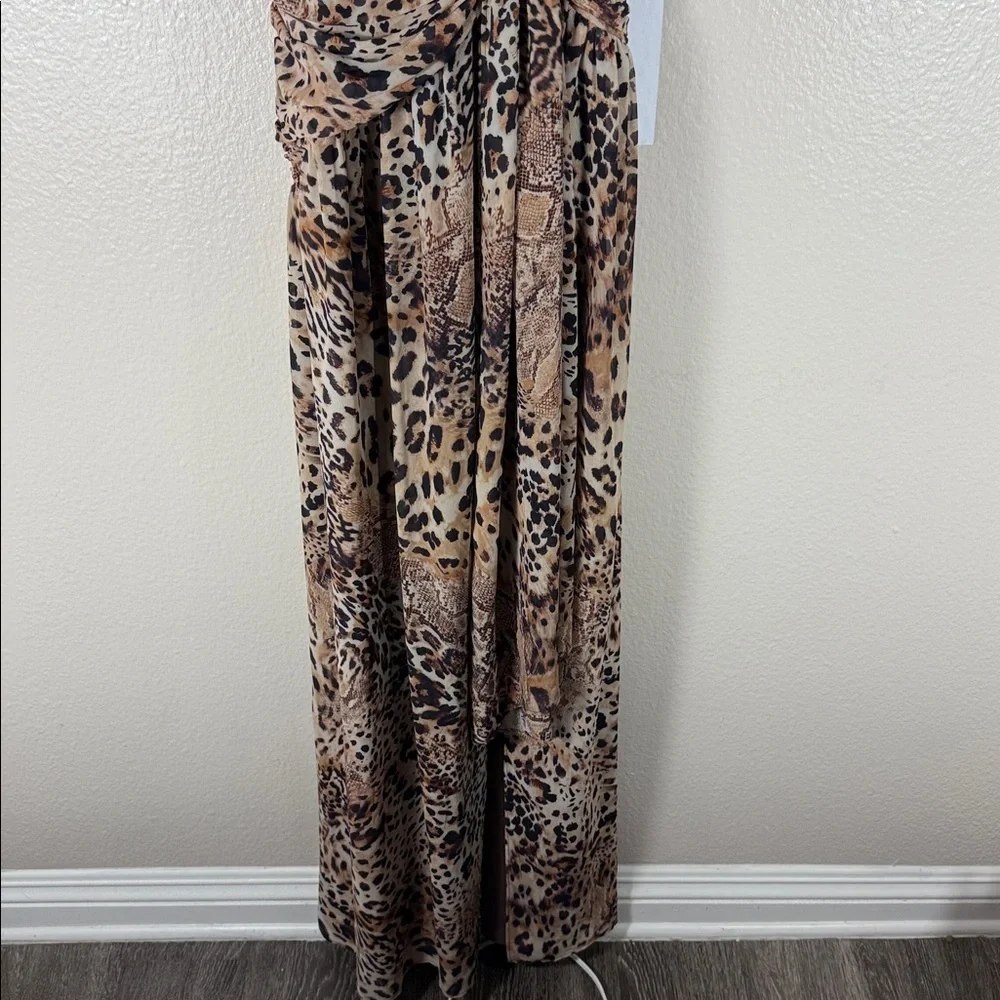 Michael Costello × REVOLVE Natalia Gown in Leopard Brown Animal Medley - Picture 5 of 10